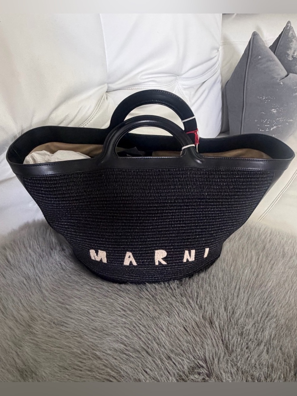 MARNI Tropicalia Large Black Tote Bag